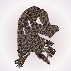 Multicolor long knit scarf with fringed edges | Sz OS